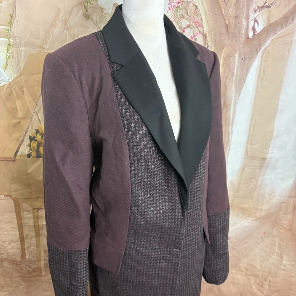 NEW Equipment Long Wool-Blend Blocked Arostide Burgundy Tailored Coat - Picture 7 of 12